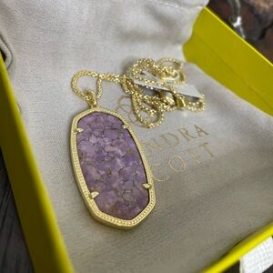 NWT Kendra Scott Reid Necklace Gold Bronze Veined Lilac Magnesite Retired Rare